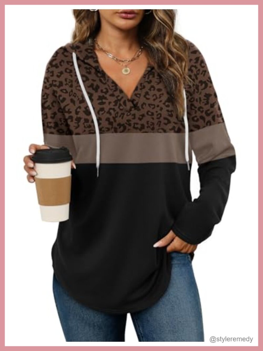 Oversized V Neck Pullover Hoodie Long Sleeve Loose Fit Sweatshirt